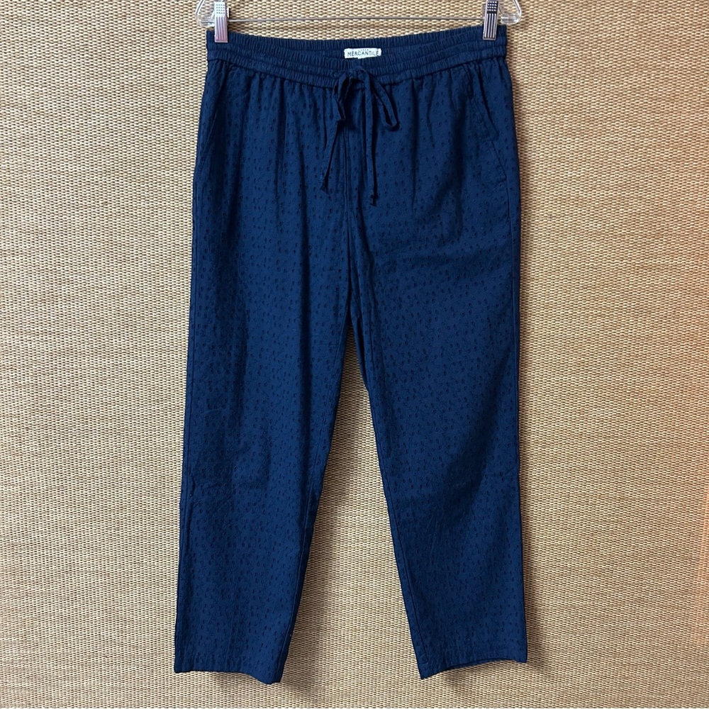 J.Crew Mercantile Pants Women's Small Navy Blue Eyelet